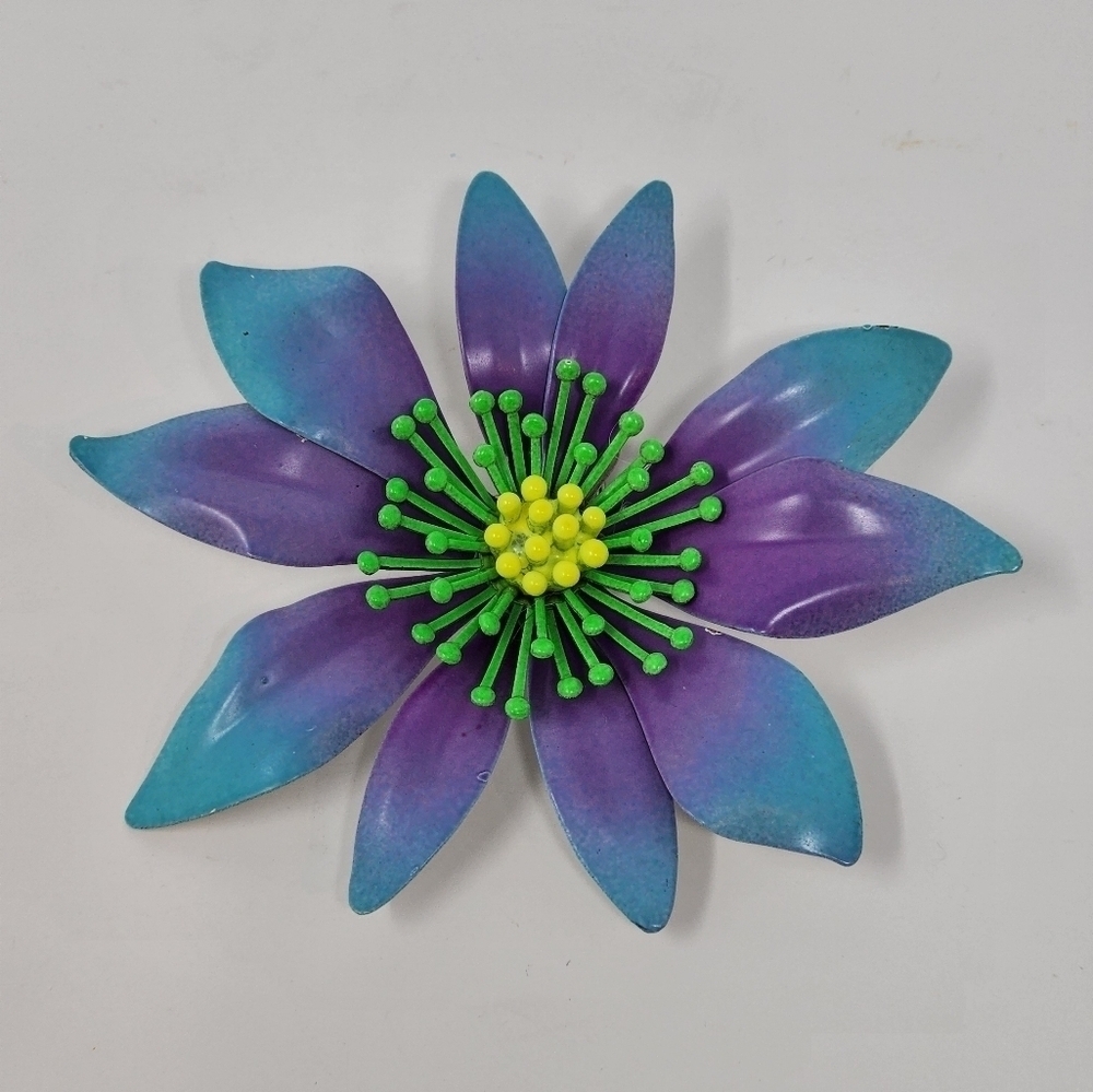 VINTAGE BLUE AND PURPLE FLORAL BROOCH